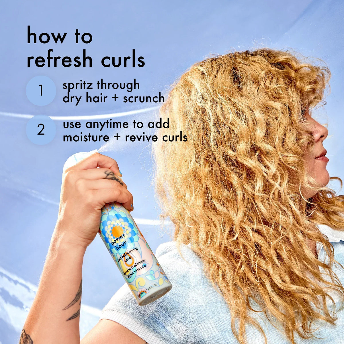 power hour curl hair refreshing spray