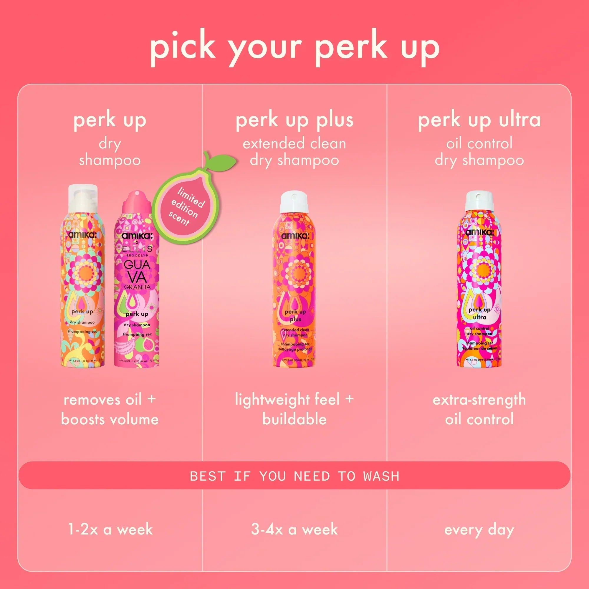 amika x Ellis Brooklyn limited-edition perk up GUAVA GRANITA dry shampoo