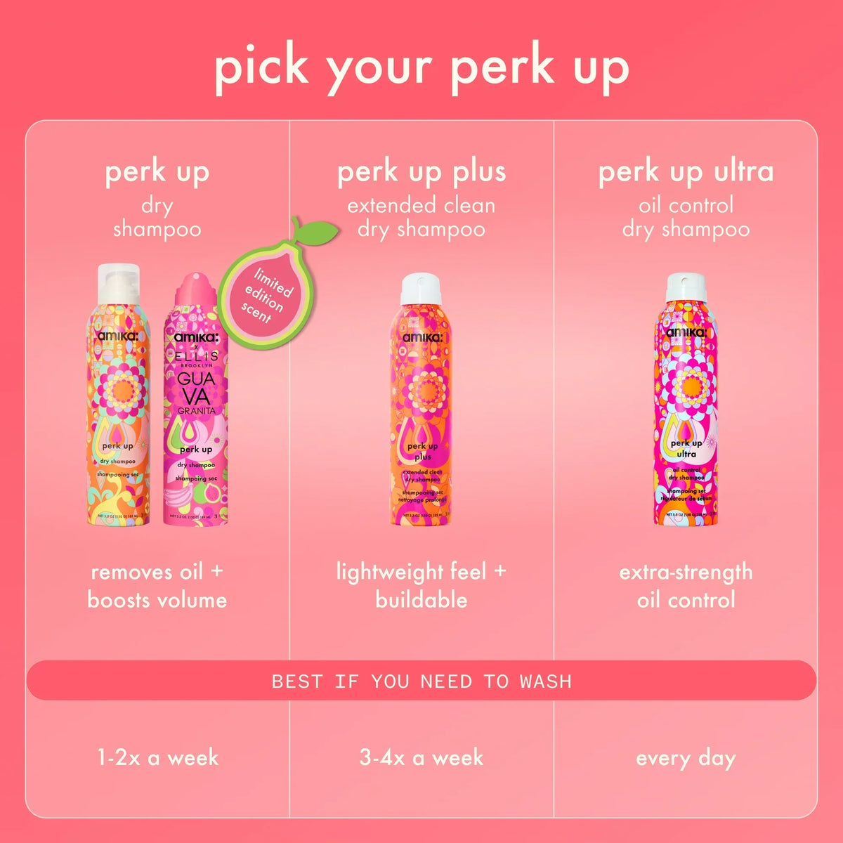 amika x Ellis Brooklyn limited-edition perk up GUAVA GRANITA dry shampoo bundle set